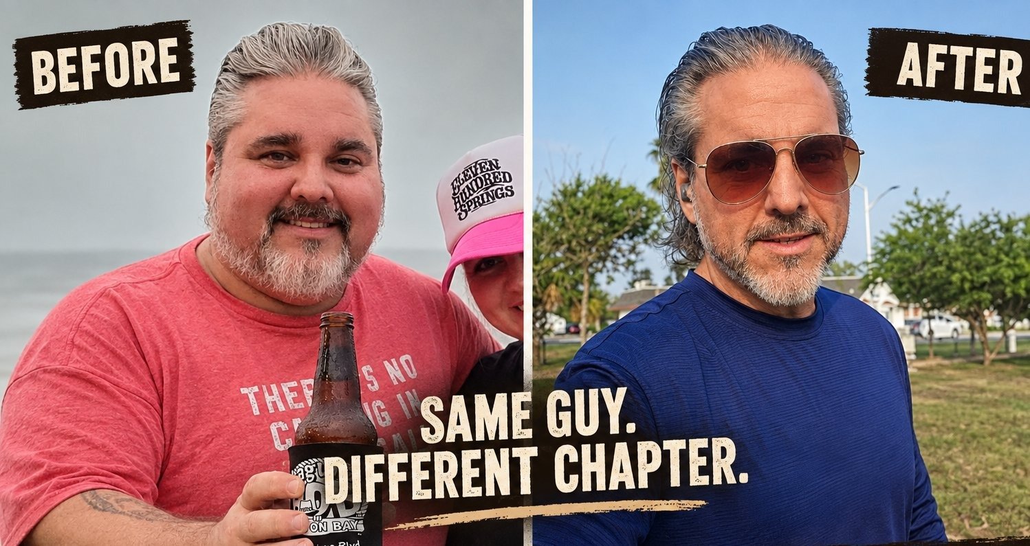 Robby White before and after: October 2020 and June 2025